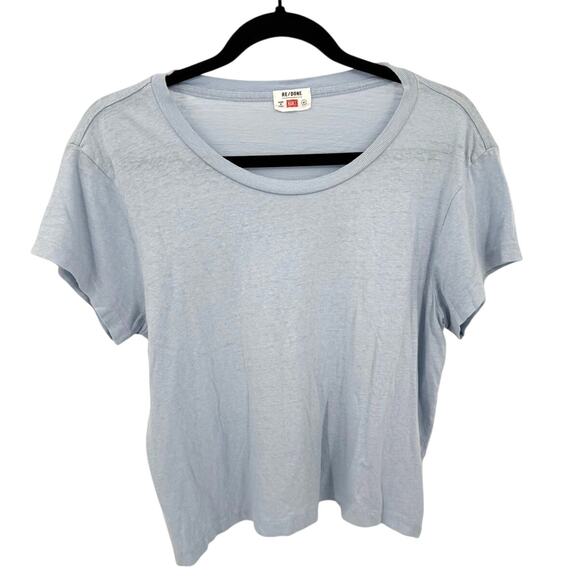 Re/Done Tops - RE/DONE Hanes Women's T-Shirt Cropped Crew Neck Short Sleeve Baby Blue Size M